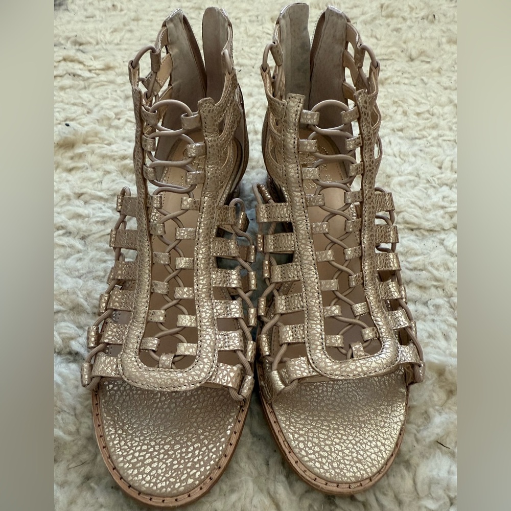 Vince Camuto Metallic Gold Gladiator Sandals New In Box